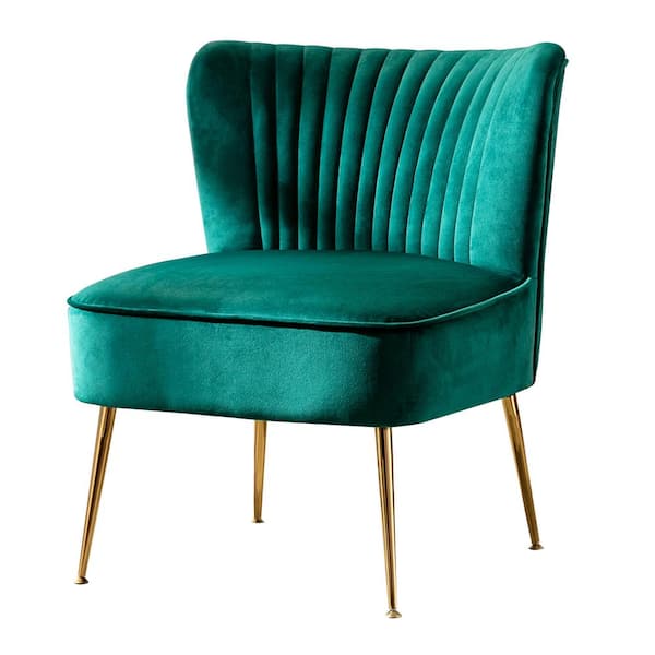 Trinity 25 in. Green Velvet Channel Tufted Accent Chair