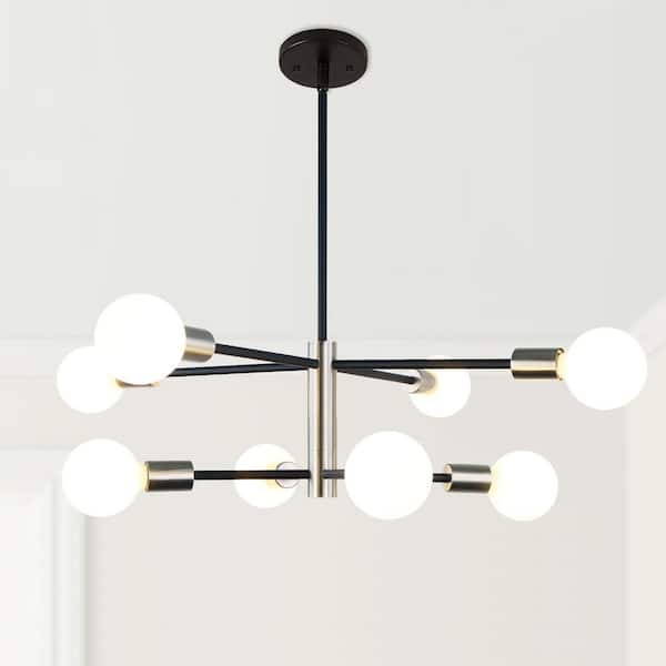 JAZAVA 60-Watt 8-Light Silver Pendant Light, No Bulbs Included