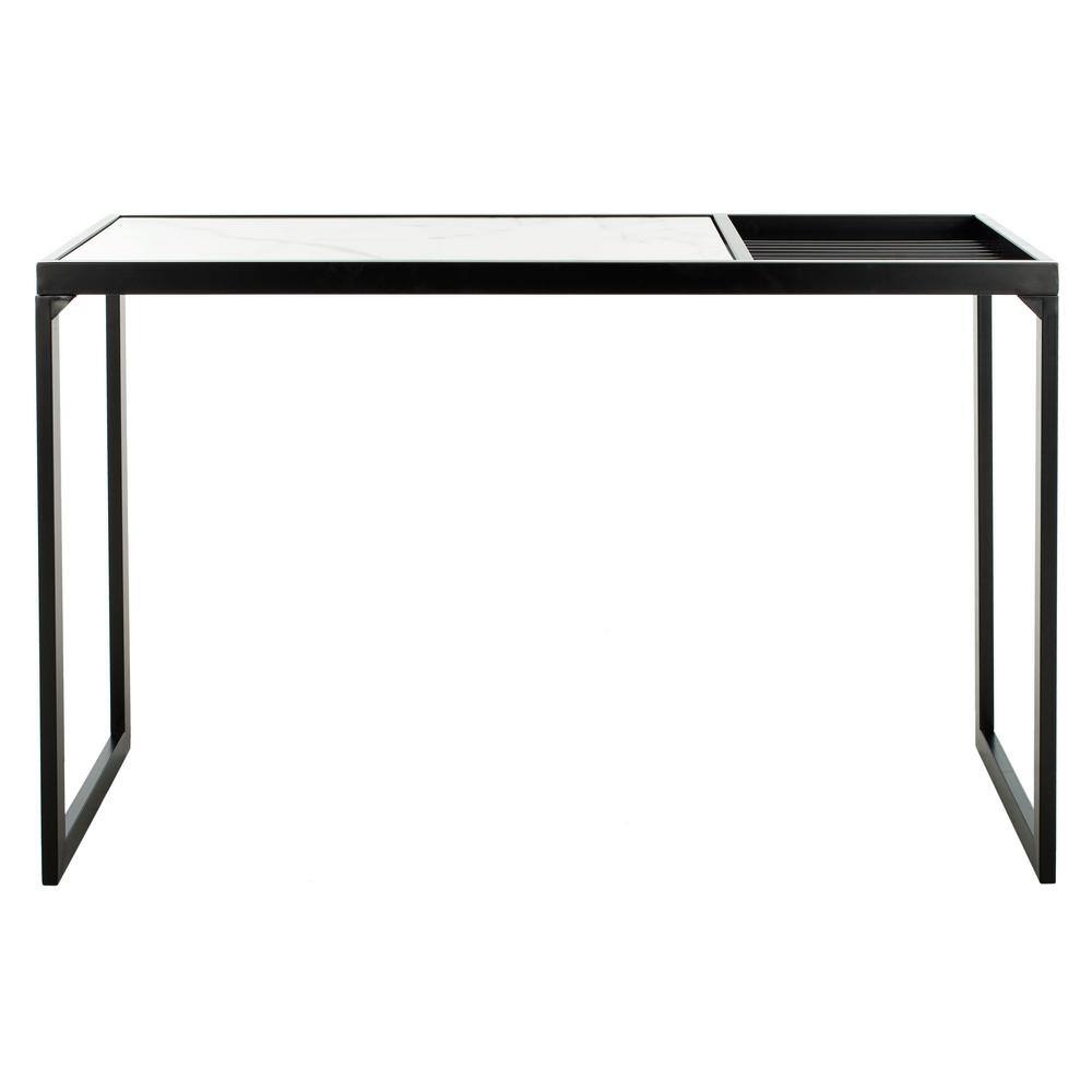Zuri Black and White Marble Rectangular Console Table