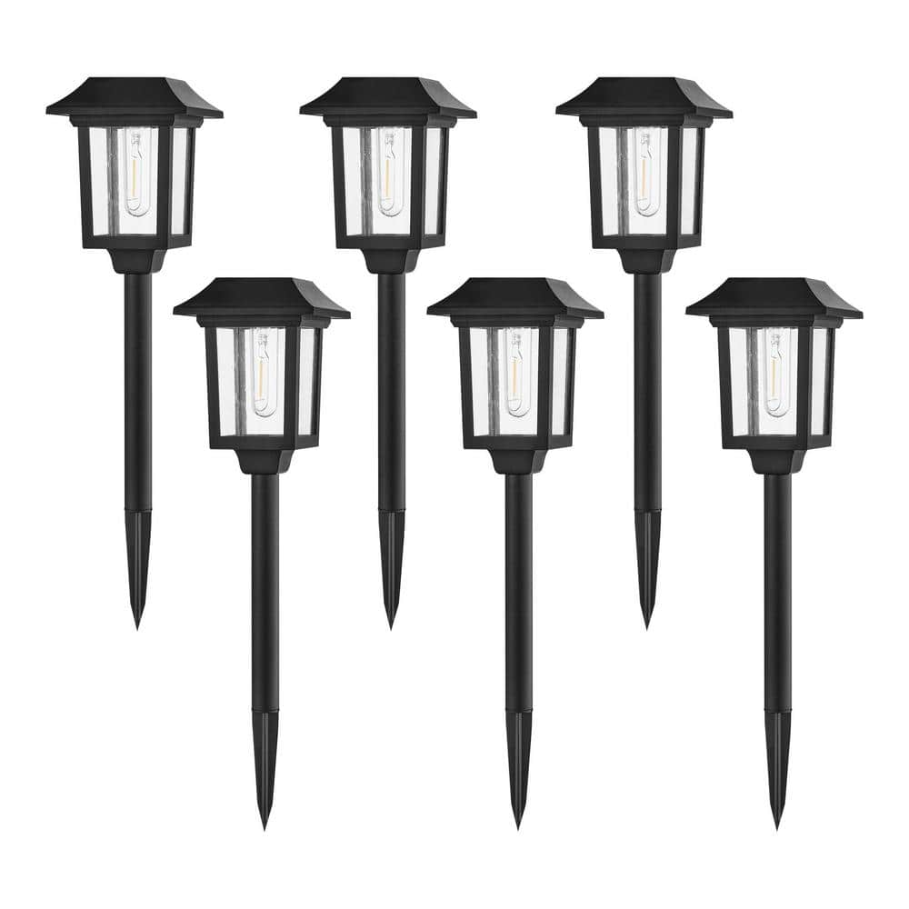 Hampton Bay Ashburn 12 Lumens Black Spiral Filament LED Outdoor Solar ...