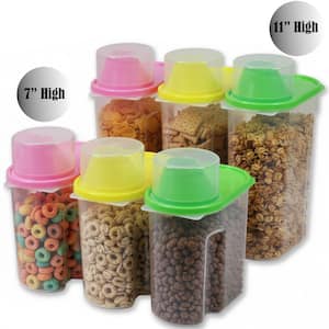 0.3 Gallon Food Storage Bin Container with Lid in Green, Pink and Yellow, 6 Pack - for Better Kitchen Organization
