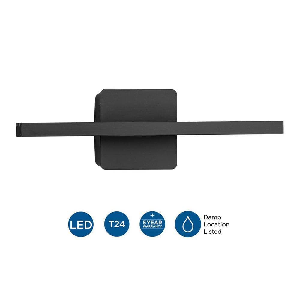 16-Inch Matte Black Aluminum LED Linear Vanity Light