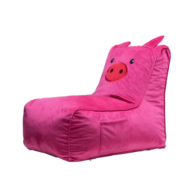 Tidoin Red Lounger Bean Bag Chair with Cartoon Pig Back  in. H x   in. W x  in. D HWS-YDW2-1168 - The Home Depot