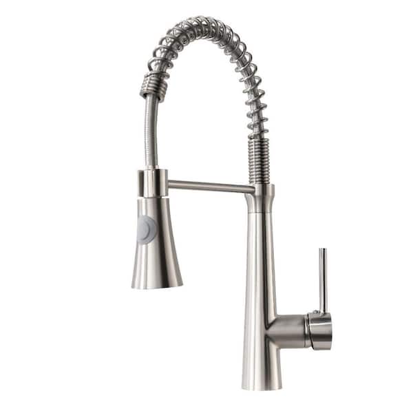 Maincraft Single-Handle Pull Down Sprayer Kitchen Faucet with Sprayer in Brushed Nickel