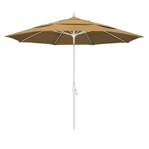 11 ft. Fiberglass Collar Tilt Double Vented Patio Umbrella in Straw Olefin
