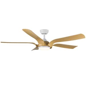 56 in. Indoor/Outdoor Integrated LED Ceiling Fan with Antique Wood in Floral Shape
