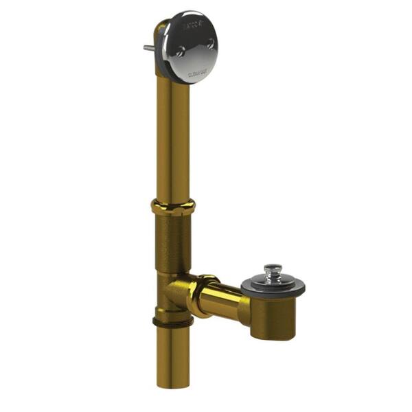 Watco 501 Series 16 in. Tubular Brass Bath Waste with Push Pull Bathtub Stopper in Chrome Plated