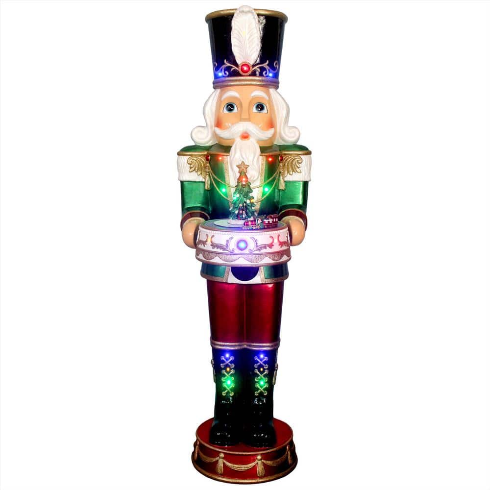 4.8-ft. Prelit Metallic Christmas Nutcracker Statue with LED Lights and Mus