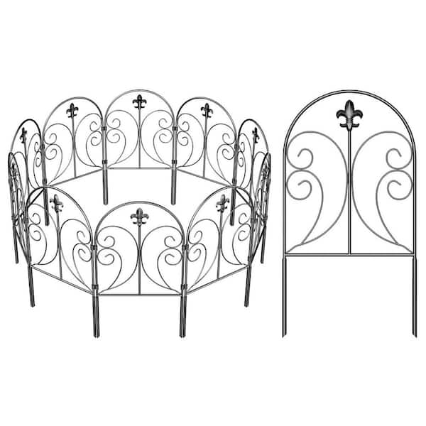 Oyezvary Arched Decorative Metal Garden Fence 24in(H) x 10ft(L) Rustproof Animal Barrier 10 Pack for Yard Patio Edging