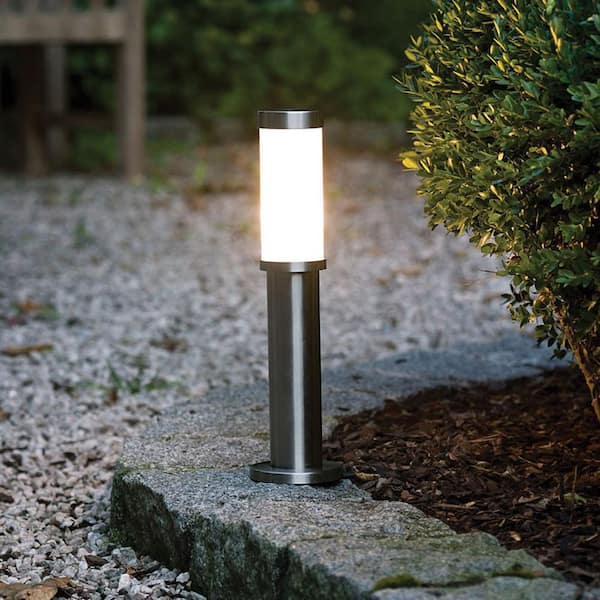 Eglo Konya 3.5 in. W x 13.78 in. H Stainless Steel Outdoor Path Light with Opal Frosted Glass 86248A - Home