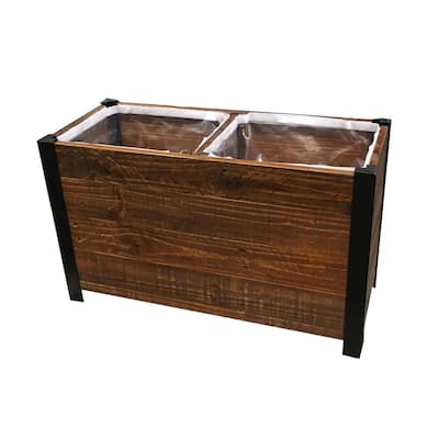 28 in. x 17.75 in. Urban Garden Brown Recycled Wood Planter