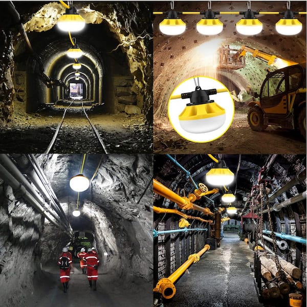 50 ft. 120-Volt LED Construction String Lights, Industrial Grade Linkable Work Light with Hooks, Waterproof Lighting