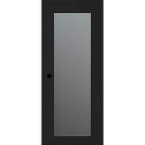 Vona 207 DIY-FRIENDLY 30 in. x 96 in. Right-Hand Frosted Glass Black Matte Wood Composite Single Prehung Interior Door