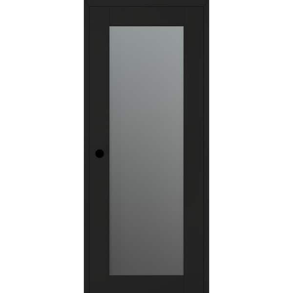 Belldinni Vona 207 DIY-FRIENDLY 36 in. x 84 in. Right-Hand Frosted Glass Black Matte Wood Composite Single Prehung Interior Door