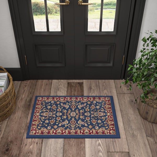 Sensation Border Navy 2 ft. x 3 ft. Indoor Area Rug