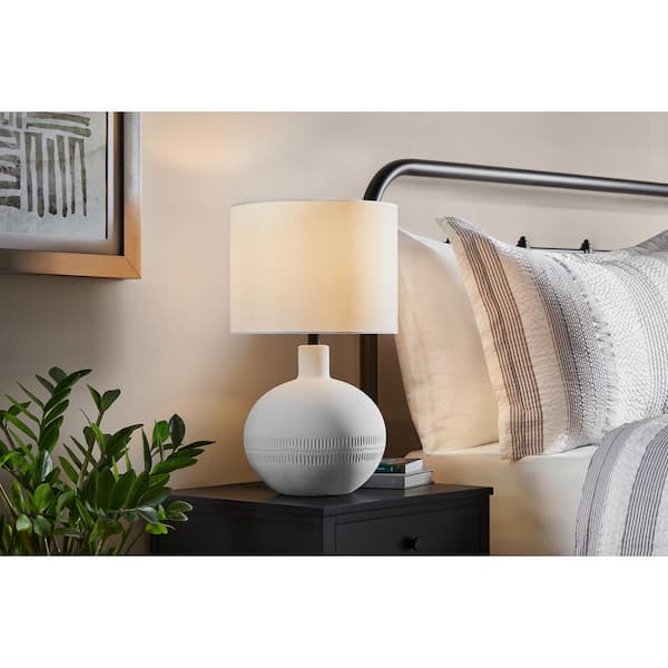 Hampton Bay Colchester 20.5 in. White Table Lamp with Ceramic Base
