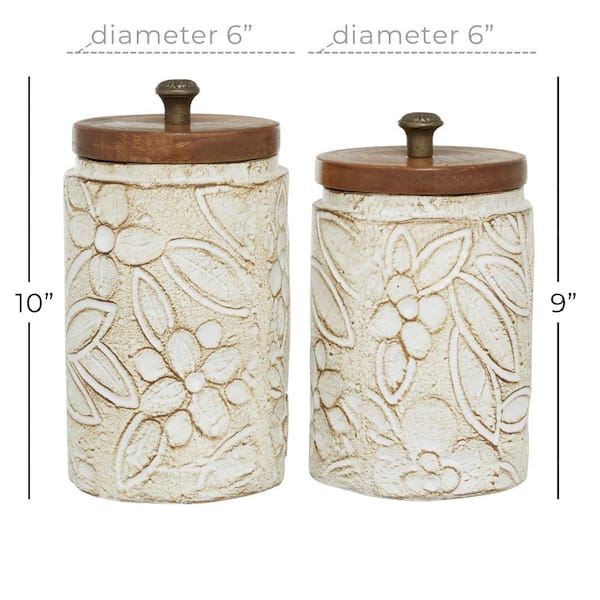 Monroe Lane Farmhouse Ceramic Decorative Jars - Set of 2, White