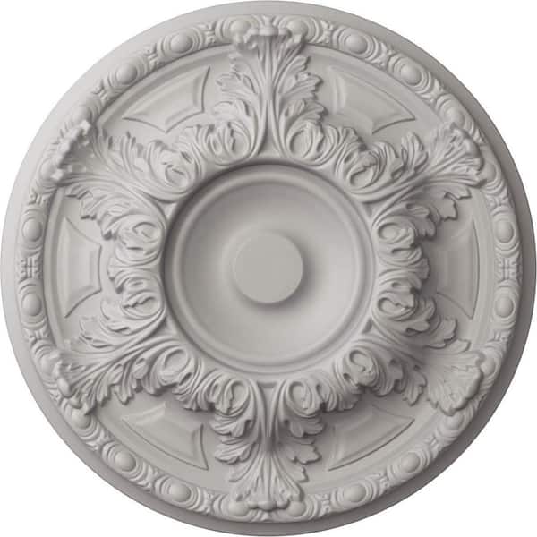 Ekena Millwork 19 in. x 1-1/2 in. Granada Urethane Ceiling Medallion (Fits Canopies upto 7-1/8 in.), Ultra Pure White
