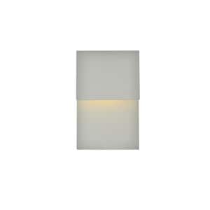 Timeless Home 1-Light Rectangular Silver LED Outdoor Wall Sconce