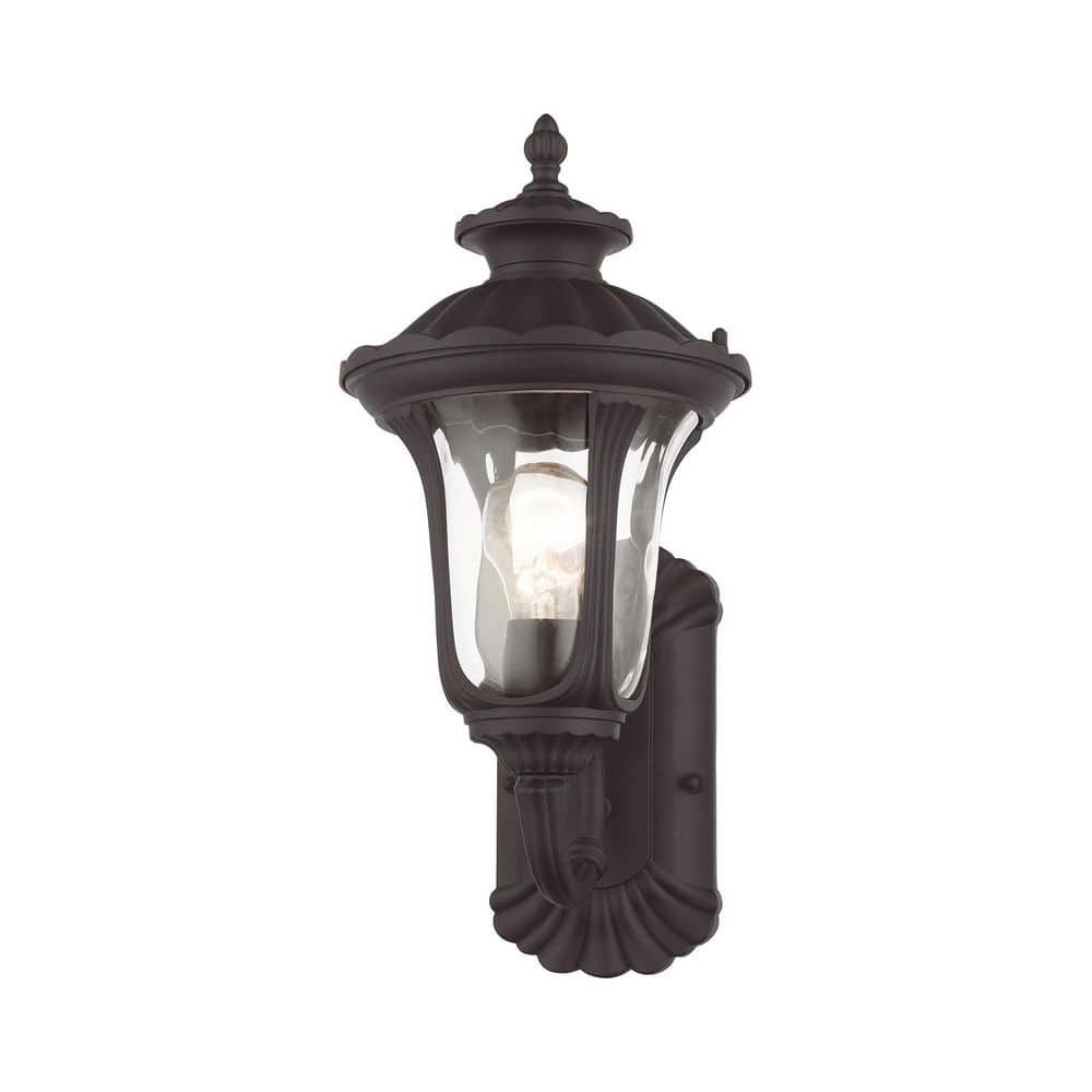 Bronze Traditional Outdoor Wall Lantern with Clear Water Glass