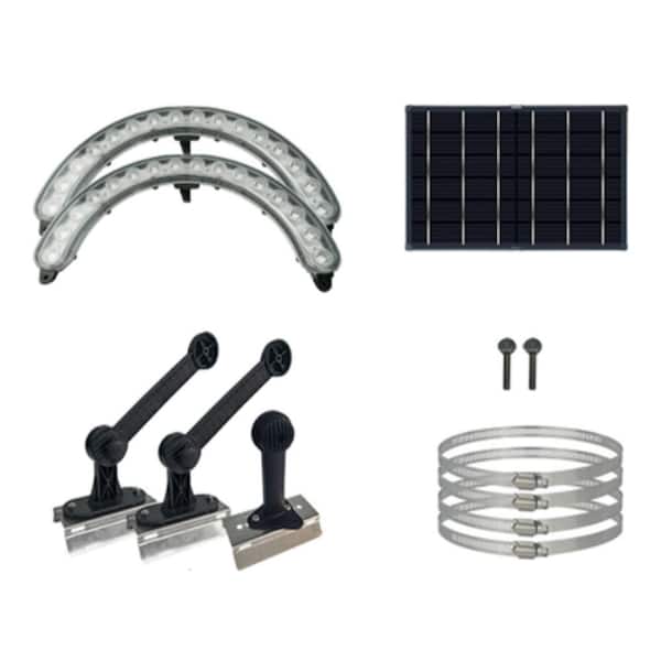2 to 6 in. Diameter Flagpoles Solar Powered Flag Pole 32 LED Ring Spotlights 4640 Lumens Waterproof Adjustable Clamp