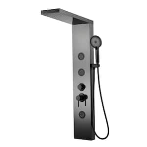 44 in. 4-Jet Shower System With 360-Degree Angled Adjustable Massaging Body Sprayers in Black