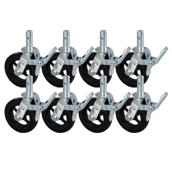Casters 4-Pack Set Heavy Duty Scaffolding Wheels W/ Double Lock Metaltech 4 in 