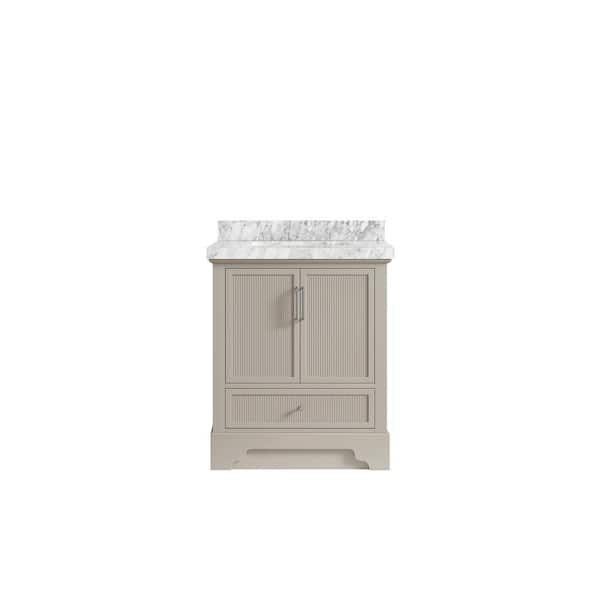 Willow Collections Alys 30 in. W x 22 in. D x 36 in. H Single Sink Bath Vanity Center in Fine Grain with 2 in. Carrara Marble Top