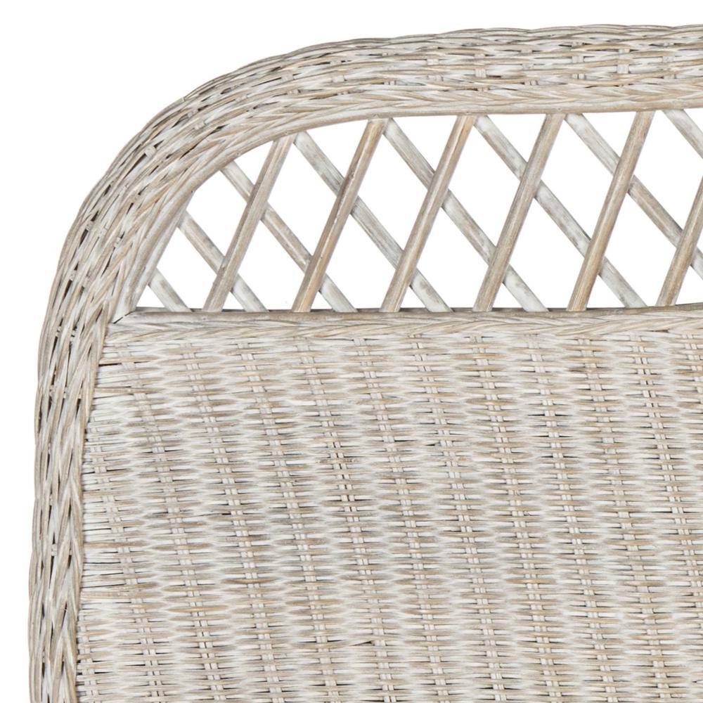 Antique Grey Queen Transitional Rattan Headboard