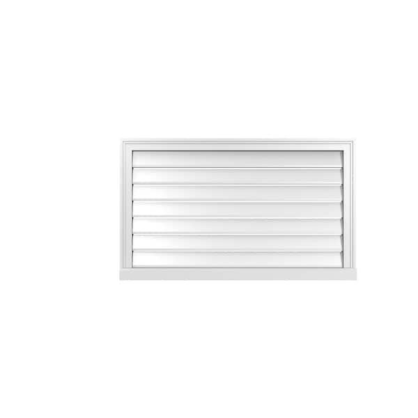Ekena Millwork 40 in. x 24 in. Vertical Surface Mount PVC Gable Vent: Functional with Brickmould Sill Frame