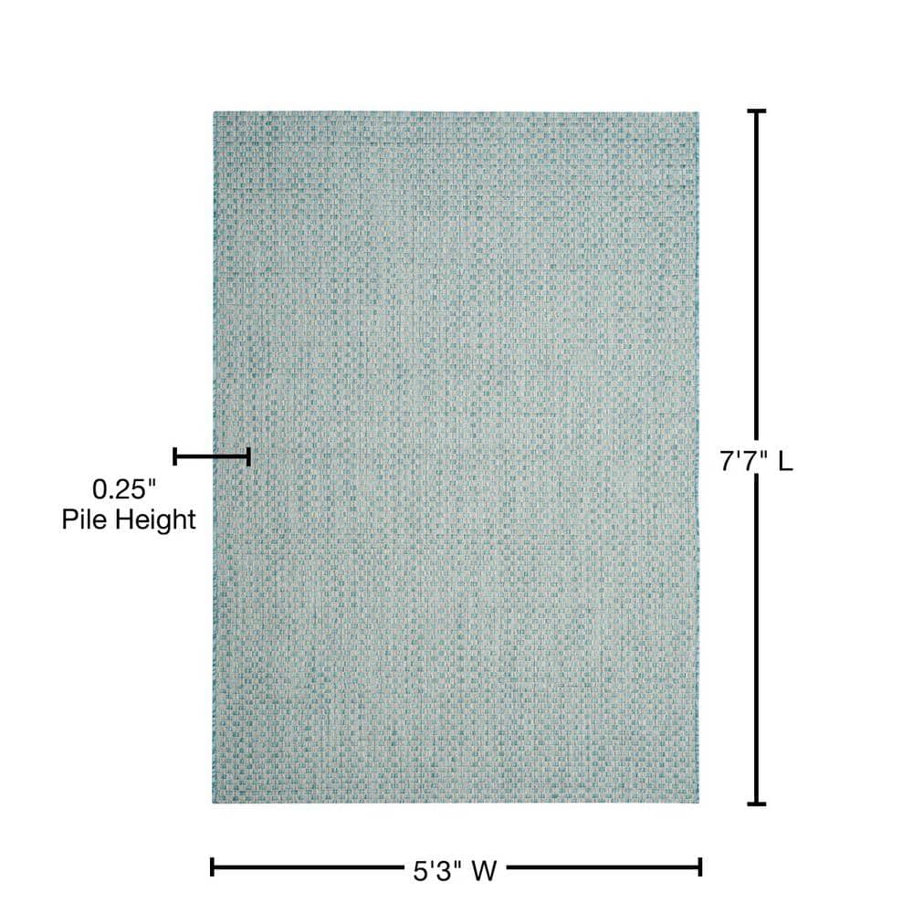 Light Blue and Grey Rectangular Synthetic Outdoor Area Rug
