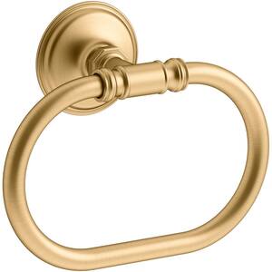 Eclectic Wall Mounted Towel Ring in Vibrant Brushed Moderne Brass