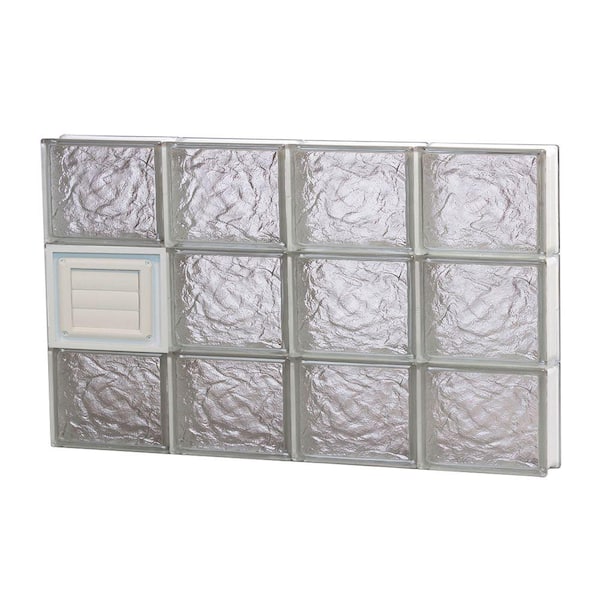 Clearly Secure 31 in. x 17.25 in. x 3.125 in. Ice Pattern Frameless Glass Block Window with Dryer Vent