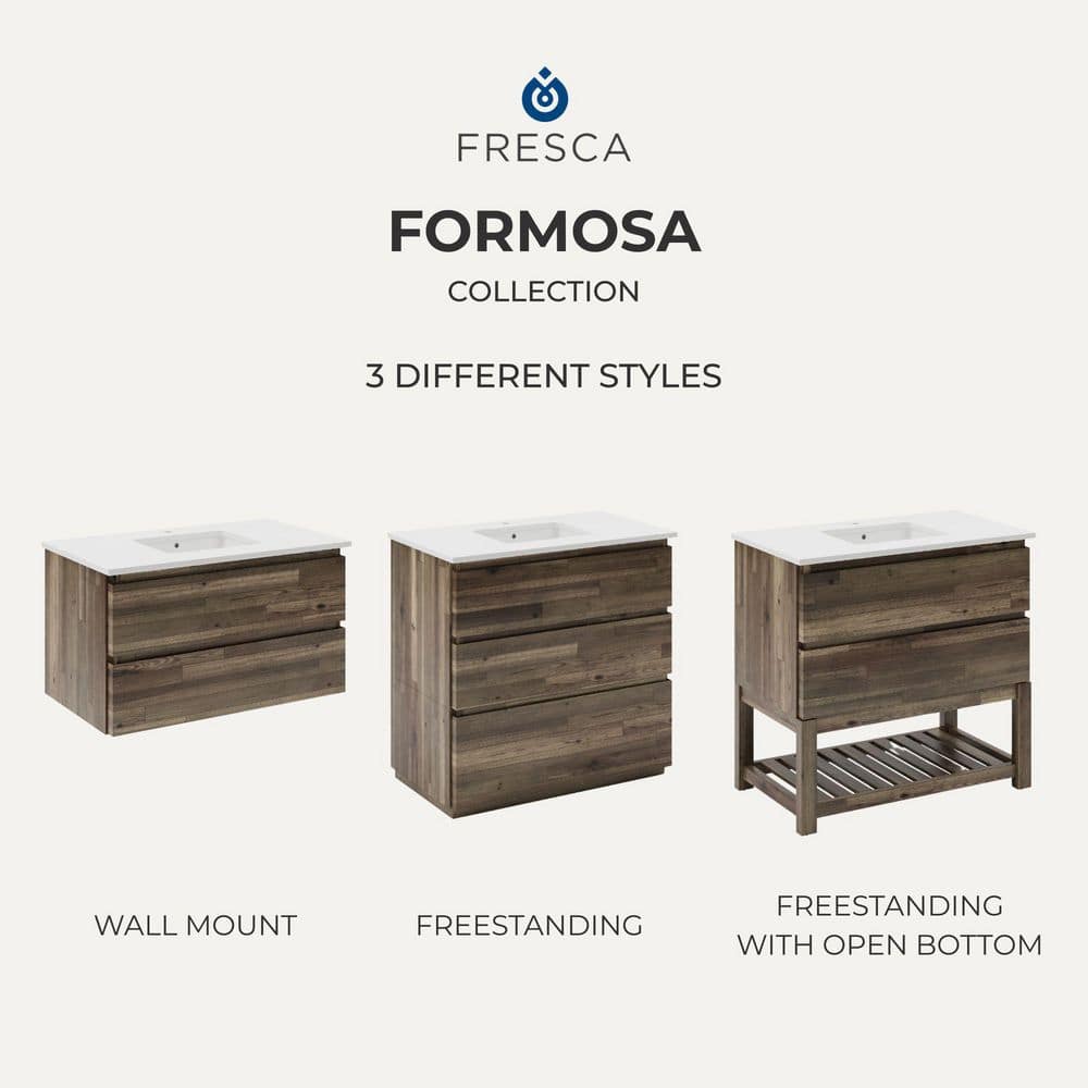 Formosa 47" Brown Acacia Wall-Mounted Single Vanity Base