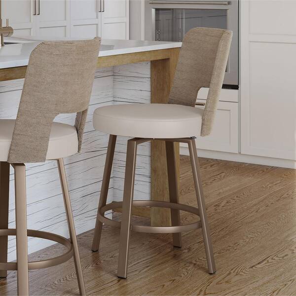 Amisco Marek 26 in. Cream Faux Leather / Seagrass / Bronze