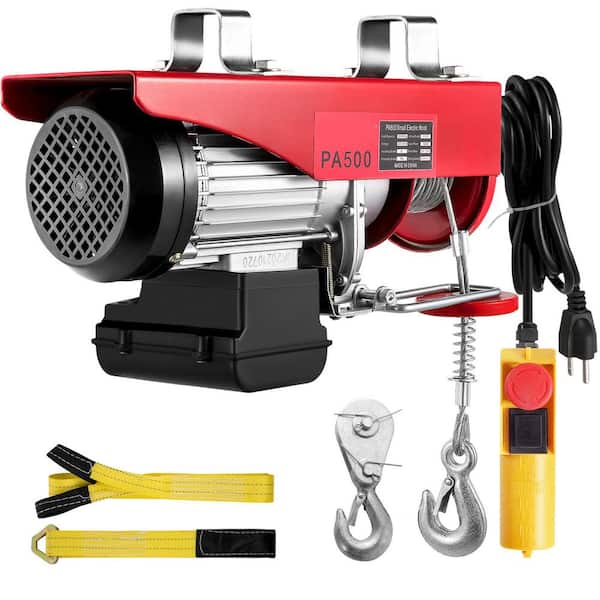 VEVOR Electric Hoist 1100 lbs. Steel Electric Lift Winch 110-Volt with Remote Control and Slings for Factories Warehouses