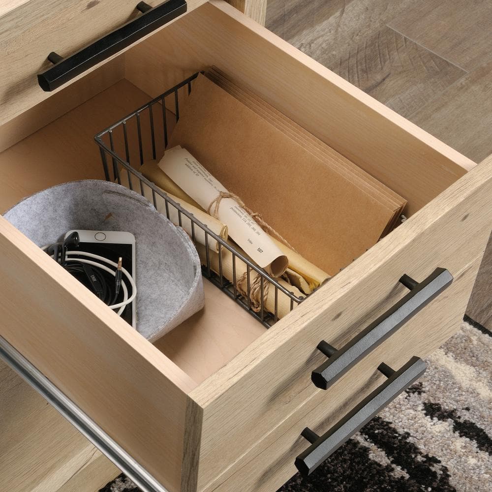Executive Prime Oak Desk with Locking Drawers and Cord Management