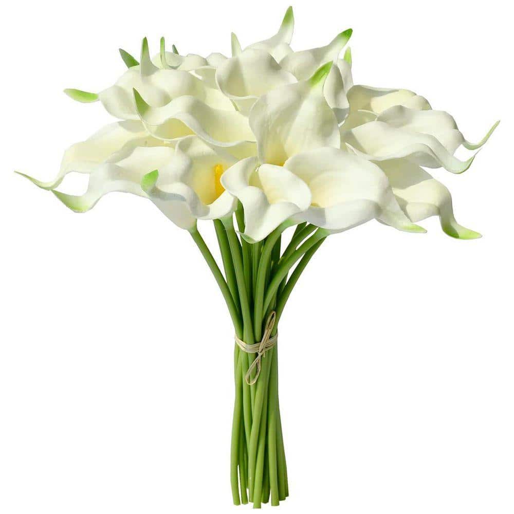 lily♡ 13.5 in. White Indoor Artificial Lily Flower Z07WP86612 - The Home