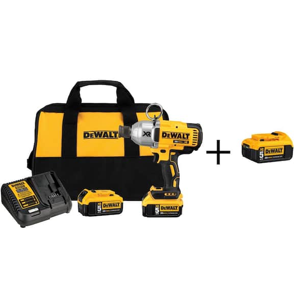 DEWALT 20V MAX XR Cordless Brushless 7/16 in. High Torque Impact Wrench Quick Release Chuck with (3) 20V 5.0Ah Batteries