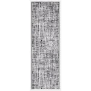 Eden Collection Modern Marvel Ivory 2 ft. x 7 ft. Machine Washable Abstract Indoor Area Rug