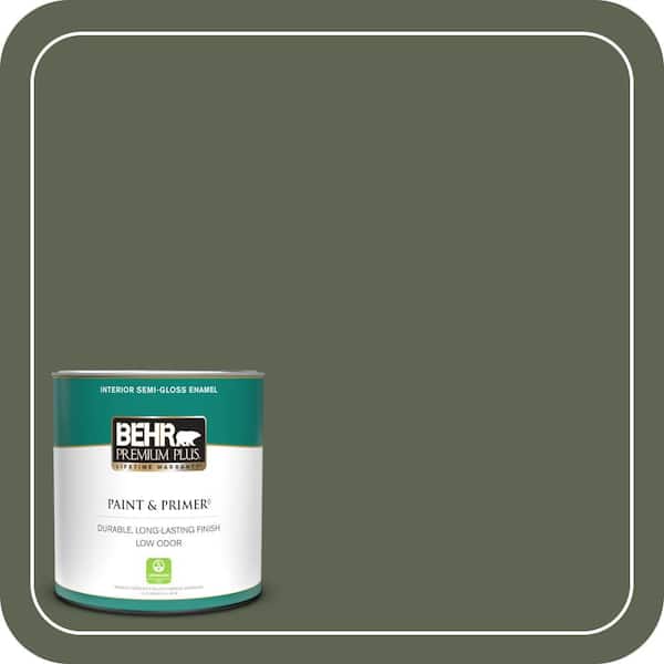 BEHR PREMIUM PLUS 1 qt. #N390-7 Cypress Vine Semi-Gloss Enamel Low Odor Interior Paint & Primer