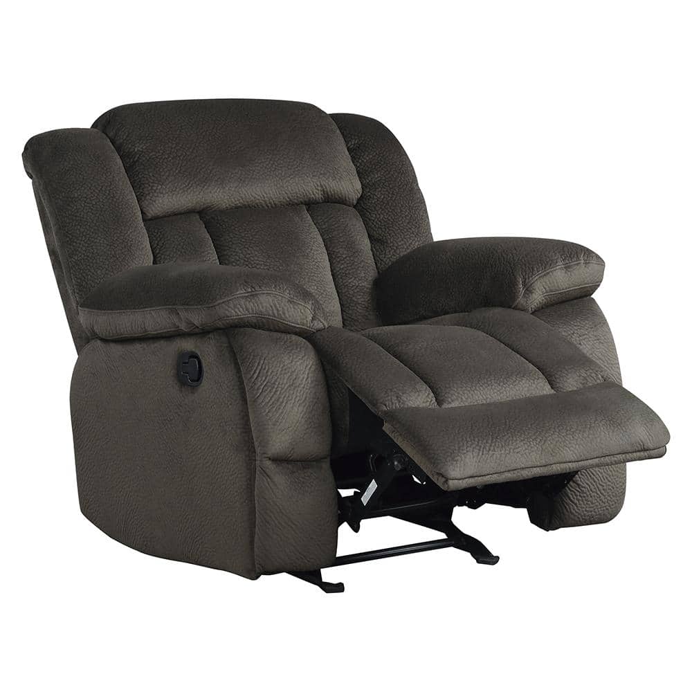 Contemporary Chocolate Microfiber Glider Recliner with Manufactured Wood