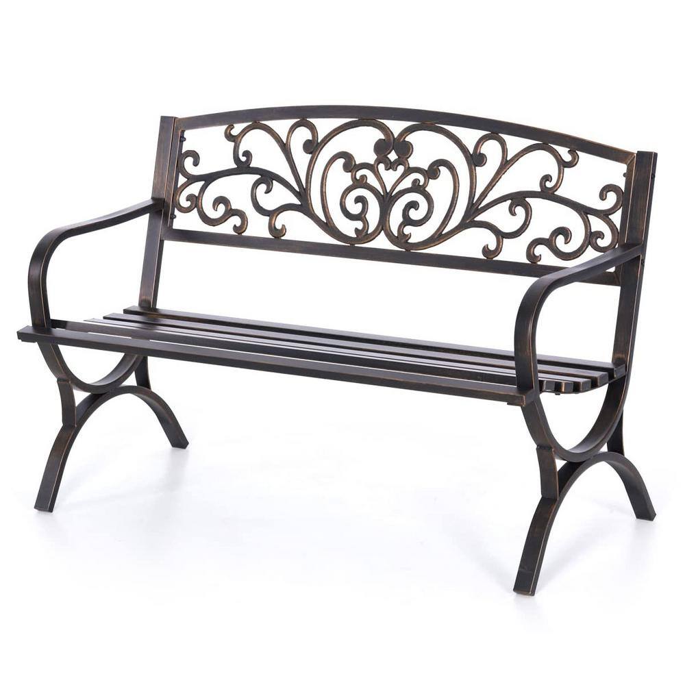 50 in. Bronze Metal Outdoor Bench