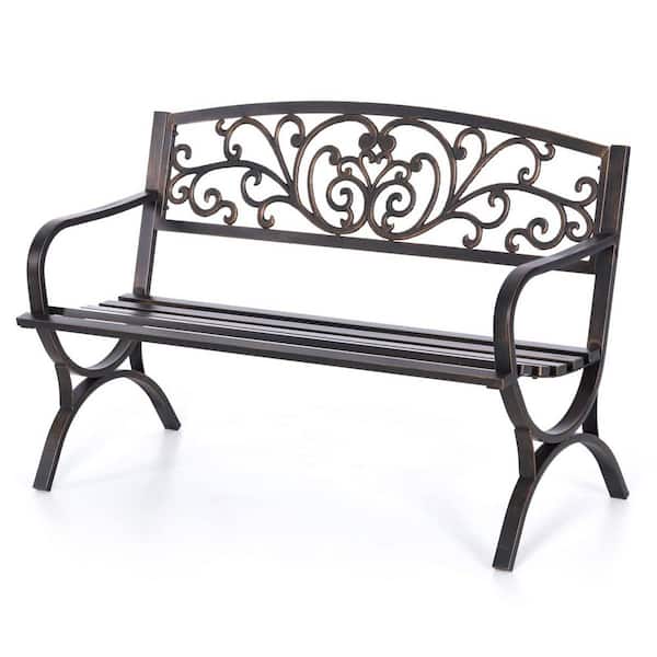 Unbranded 50 in. Bronze Metal Outdoor Bench