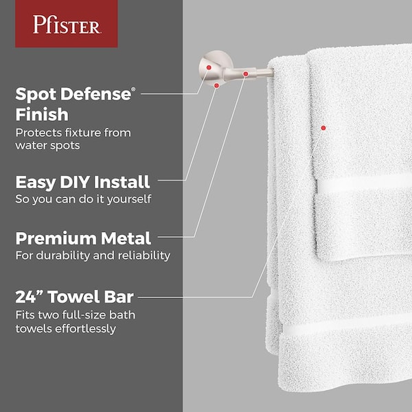 Willa 24 in. Wall Mounted Towel Bar in Spot Defense Brushed Nickel