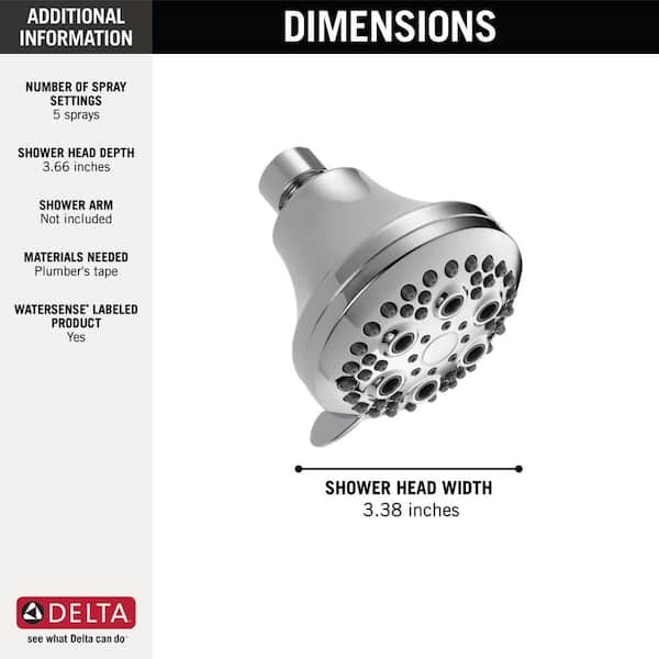Delta 5-Spray Patterns 1.50 GPM 3.38 in. Wall Mount Fixed Shower