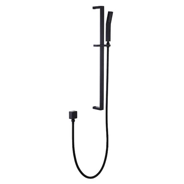 Inner Decor Abh 1-Spray Wall Bar Shower Kit with Rectangle Hand Shower in Matte Black