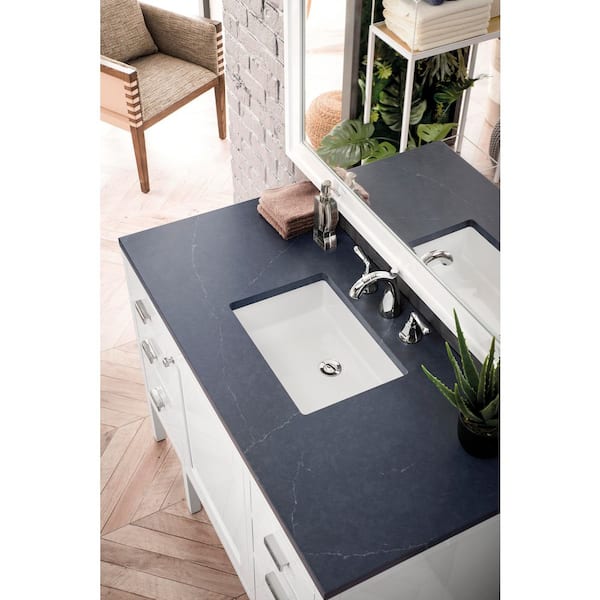 48 in. W x 23.5 in. D Single Basin Vanity Top in Charcoal Soapstone Silestone Quartz with White Basin