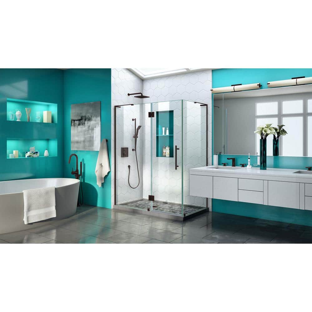 Quatra Plus 46" x 72" Frameless Hinged Shower Enclosure in Oil Rubbed Bronze