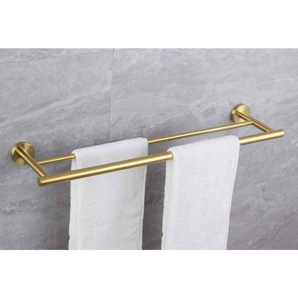 Brushed Gold 23.6-Inch Stainless Steel Wall Mounted Towel Bar